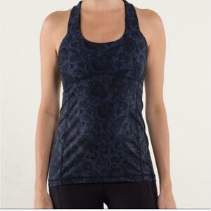 Lululemon Athletica Dark Blue Patterned Tank Top